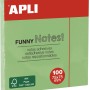 APLI 19084 - Note adesive FUNNY 75 x 75 mm - Blocco da 100 fogli verde pastello - Verde