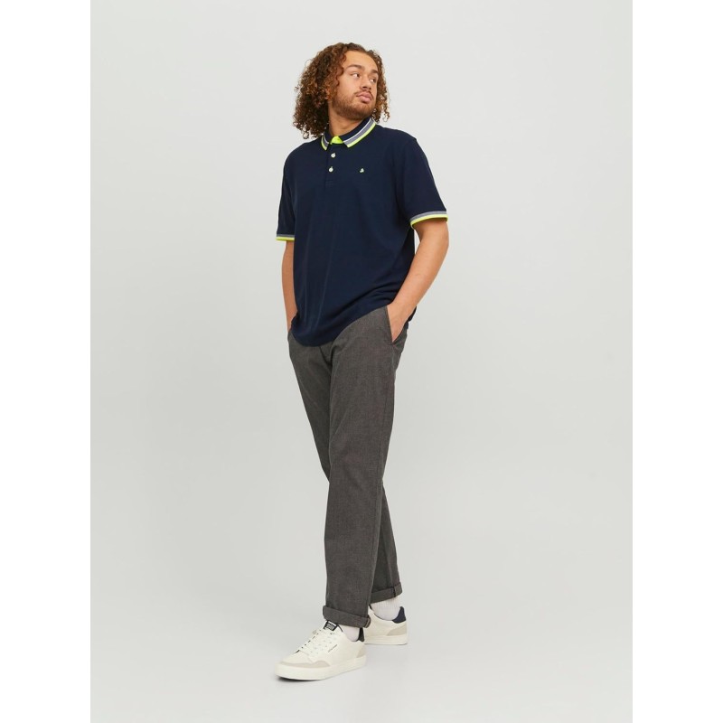 JACK & JONES Polo Plain Shirt Collar Polo - 6XL Plus Blu Scuro / Dettaglio: Neon JACK & JONES Polo Plain Shirt Collar Polo - 6XL Plus Blu Scuro / Dettaglio: Neon