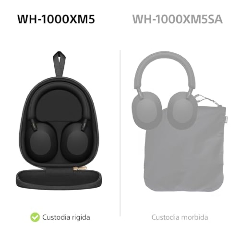 Sony WH-1000XM5 Custodia Rigida | Cuffie Wireless Premium con Cancellazione del Rumore, Bluetooth, Chiamate Chiare,Hi-Res Audio, Fino a 30 Ore di Autonomia, Compatibili con iOS e Android – Black - Nero Sony WH-1000XM5 Custodia Rigida | Cuffie Wireless Premium con Cancellazione del Rumore, Bluetooth, Chiamate Chiare,Hi-Res Audio, Fino a 30 Ore di Autonomia, Compatibili con iOS e Android – Black - Nero