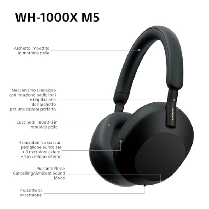 Sony WH-1000XM5 Custodia Rigida | Cuffie Wireless Premium con Cancellazione del Rumore, Bluetooth, Chiamate Chiare,Hi-Res Audio, Fino a 30 Ore di Autonomia, Compatibili con iOS e Android – Black - Nero Sony WH-1000XM5 Custodia Rigida | Cuffie Wireless Premium con Cancellazione del Rumore, Bluetooth, Chiamate Chiare,Hi-Res Audio, Fino a 30 Ore di Autonomia, Compatibili con iOS e Android – Black - Nero