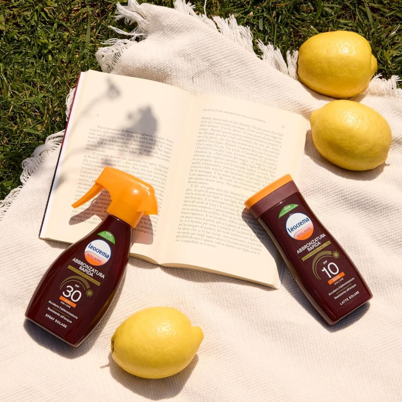 Leocrema - Crema Solare Abbronzante Spray SPF 20, Con Attivatore di Melanina, Assorbimento Rapido e Resistente all'Acqua, 250ml