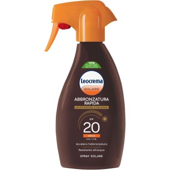 Leocrema - Crema Solare Abbronzante Spray SPF 20, Con Attivatore di Melanina, Assorbimento Rapido e Resistente all'Acqua, 250ml