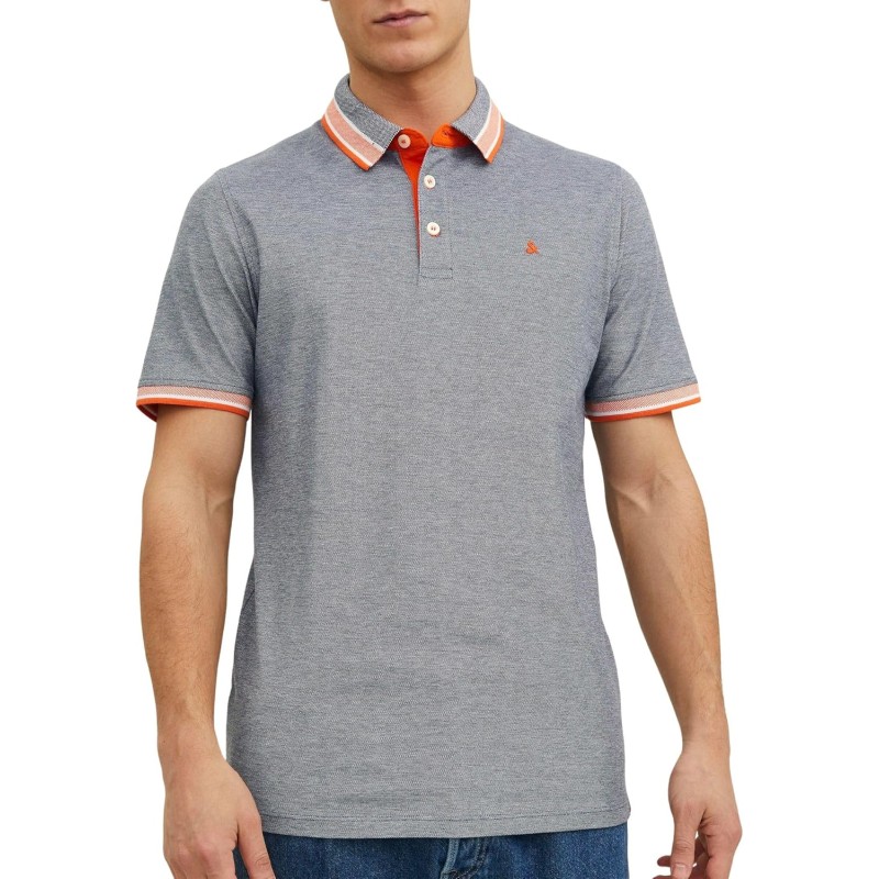 JACK & JONES Polo Plain Shirt Collar Polo - M Navy Blazer/Detail:neon JACK & JONES Polo Plain Shirt Collar Polo - M Navy Blazer/Detail:neon