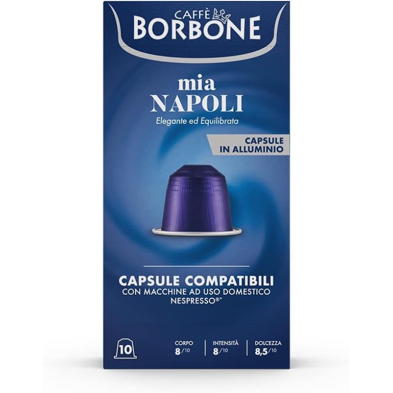 Caffè Borbone Miscela Mia Napoli - 100 Capsule ALLUMINIO (10 confezioni da 10) - Compatibili con le Macchine ad uso domestico Nespresso*