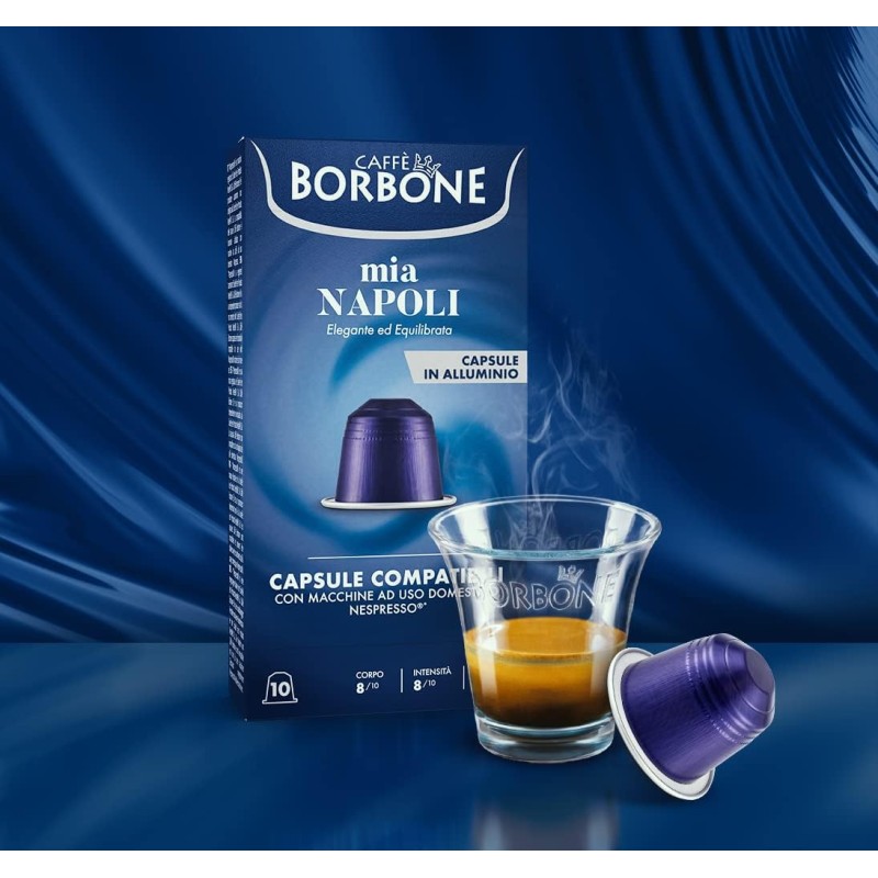 Caffè Borbone Miscela Mia Napoli - 100 Capsule ALLUMINIO (10 confezioni da 10) - Compatibili con le Macchine ad uso domestico Nespresso*