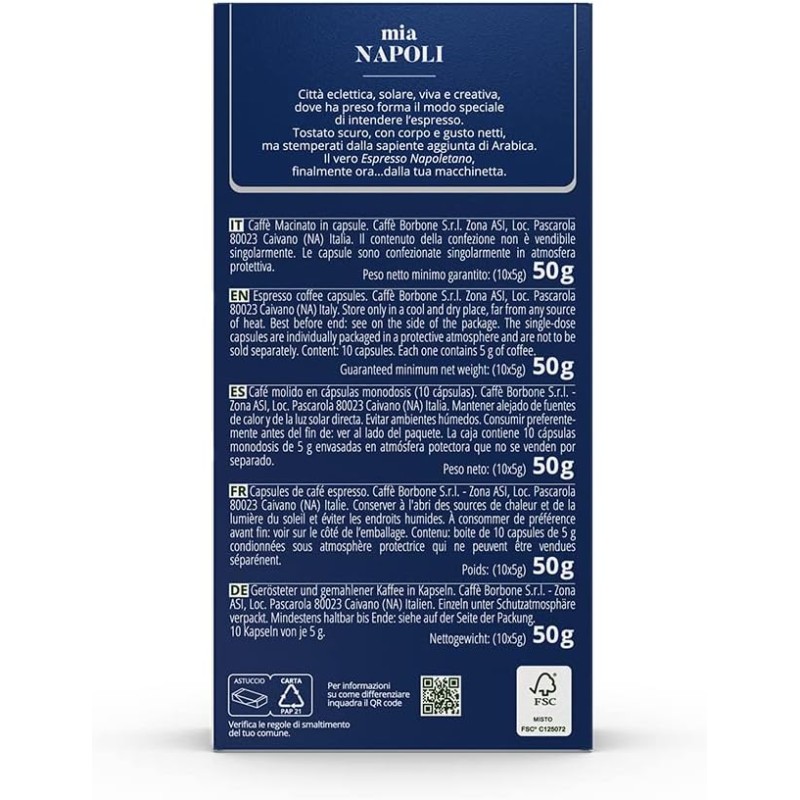 Caffè Borbone Miscela Mia Napoli - 100 Capsule ALLUMINIO (10 confezioni da 10) - Compatibili con le Macchine ad uso domestico Nespresso*