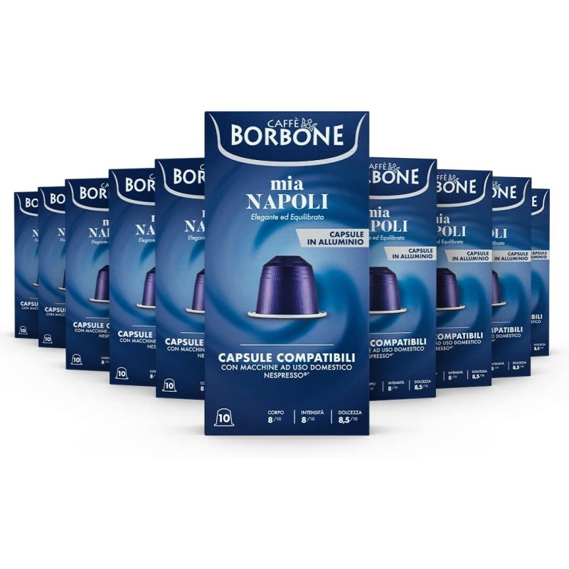 Caffè Borbone Miscela Mia Napoli - 100 Capsule ALLUMINIO (10 confezioni da 10) - Compatibili con le Macchine ad uso domestico Nespresso*