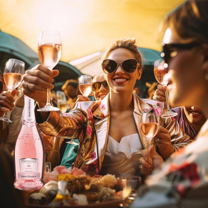Sant'Orsola - Prosecco D.O.C. Rosè Millesimato Extra Dry, 11%, Confezione Regalo, da Uve Glera e Pinot Nero, Gusto Delicato con Note Fruttate e Floreali, 6x750 ml - 1x750ml Rosè