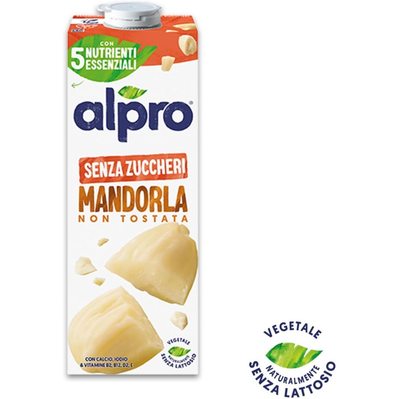 ALPRO SENZA ZUCCHERI, Bevanda alla MANDORLA, 100% vegetale con vitamine B2, B12, D2, E (8 confezioni x 1 Litro) - 1 l (Confezione da 8) ALPRO SENZA ZUCCHERI, Bevanda alla MANDORLA, 100% vegetale con vitamine B2, B12, D2, E (8 confezioni x 1 Litro) - 1 l (Confezione da 8)