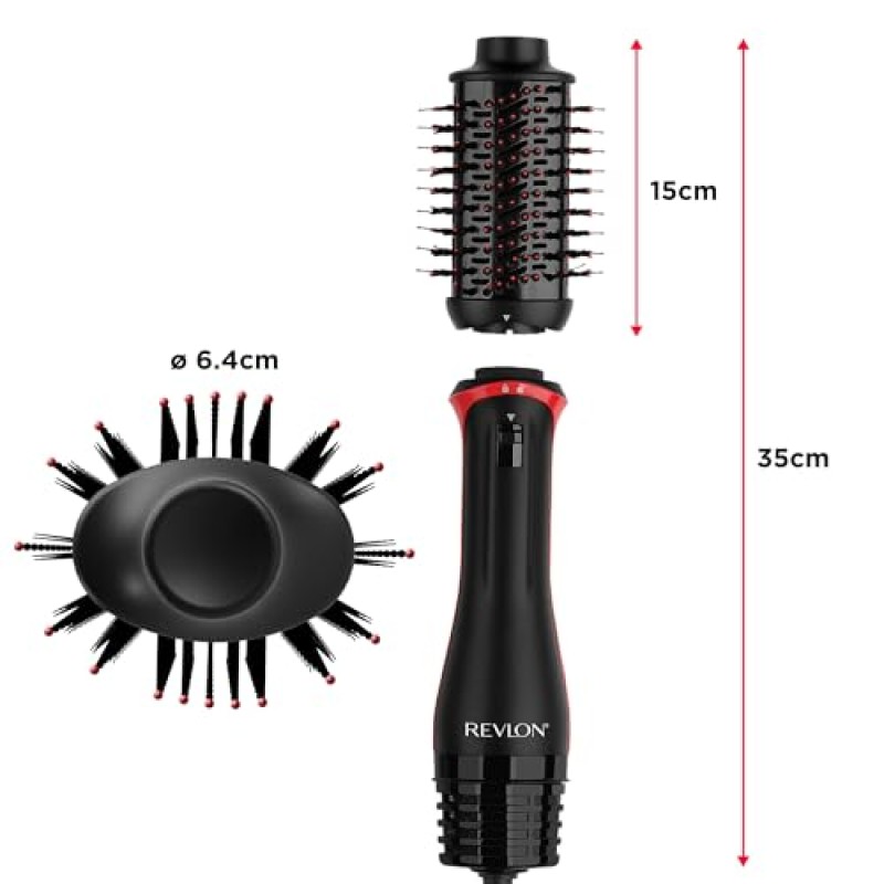 Revlon One-Step Volumiser Plus (spazzola ovale staccabile, rivestimento in ceramica di titanio, setole miste con punte a sfera al carbone attivo, tecnologia ionica alla tormalina)