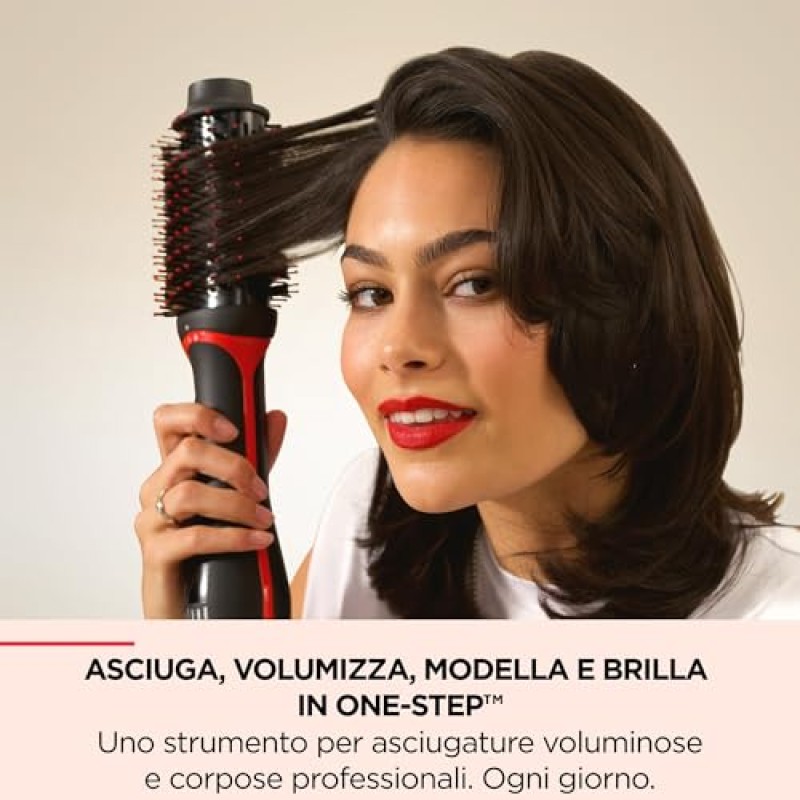 Revlon One-Step Volumiser Plus (spazzola ovale staccabile, rivestimento in ceramica di titanio, setole miste con punte a sfera al carbone attivo, tecnologia ionica alla tormalina)