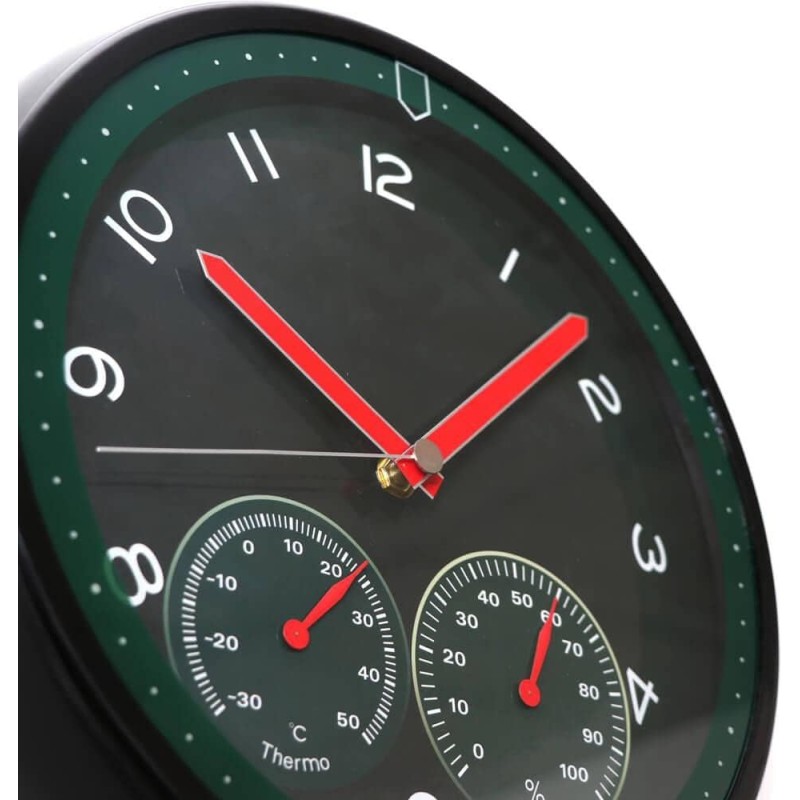 MPM Quality Orologio da parete in plastica, verde, motore a passo al quarzo, igrometro, termometro, indicatore di temperatura e umidità, quadrante originale, E01.3084.40, ∅ 314 x 45 mm - ∅ 314 x 45 mm Verde MPM Quality Orologio da parete in plastica, verde, motore a passo al quarzo, igrometro, termometro, indicatore di temperatura e umidità, quadrante originale, E01.3084.40, ∅ 314 x 45 mm - ∅ 314 x 45 mm Verde