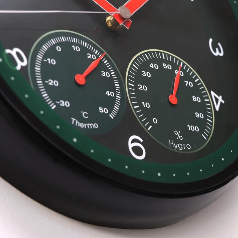 MPM Quality Orologio da parete in plastica, verde, motore a passo al quarzo, igrometro, termometro, indicatore di temperatura e umidità, quadrante originale, E01.3084.40, ∅ 314 x 45 mm - ∅ 314 x 45 mm Verde MPM Quality Orologio da parete in plastica, verde, motore a passo al quarzo, igrometro, termometro, indicatore di temperatura e umidità, quadrante originale, E01.3084.40, ∅ 314 x 45 mm - ∅ 314 x 45 mm Verde