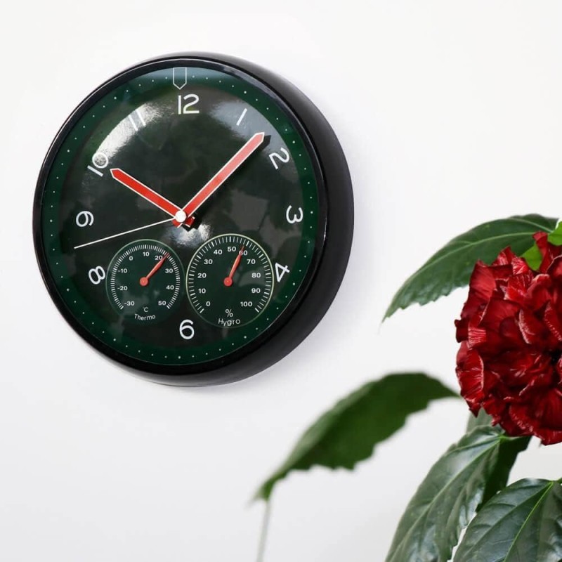 MPM Quality Orologio da parete in plastica, verde, motore a passo al quarzo, igrometro, termometro, indicatore di temperatura e umidità, quadrante originale, E01.3084.40, ∅ 314 x 45 mm - ∅ 314 x 45 mm Verde MPM Quality Orologio da parete in plastica, verde, motore a passo al quarzo, igrometro, termometro, indicatore di temperatura e umidità, quadrante originale, E01.3084.40, ∅ 314 x 45 mm - ∅ 314 x 45 mm Verde