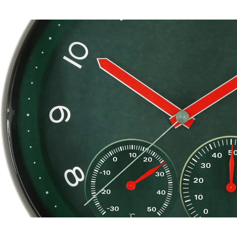 MPM Quality Orologio da parete in plastica, verde, motore a passo al quarzo, igrometro, termometro, indicatore di temperatura e umidità, quadrante originale, E01.3084.40, ∅ 314 x 45 mm - ∅ 314 x 45 mm Verde MPM Quality Orologio da parete in plastica, verde, motore a passo al quarzo, igrometro, termometro, indicatore di temperatura e umidità, quadrante originale, E01.3084.40, ∅ 314 x 45 mm - ∅ 314 x 45 mm Verde