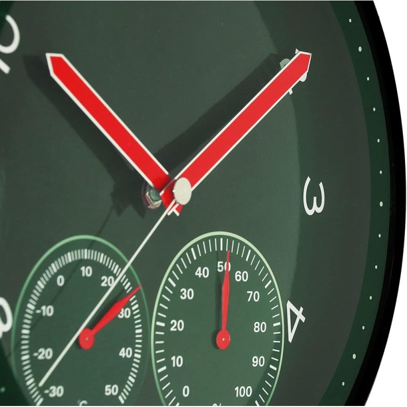 MPM Quality Orologio da parete in plastica, verde, motore a passo al quarzo, igrometro, termometro, indicatore di temperatura e umidità, quadrante originale, E01.3084.40, ∅ 314 x 45 mm - ∅ 314 x 45 mm Verde MPM Quality Orologio da parete in plastica, verde, motore a passo al quarzo, igrometro, termometro, indicatore di temperatura e umidità, quadrante originale, E01.3084.40, ∅ 314 x 45 mm - ∅ 314 x 45 mm Verde