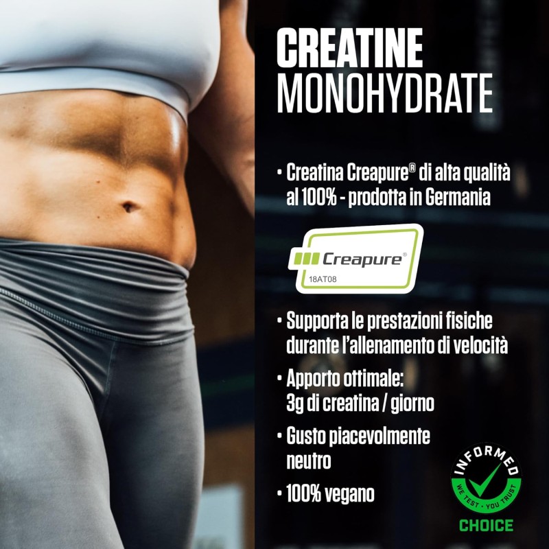 Dymatize Creatine Monohydrate in polvere non aromatizzata 300g - 100% Creapure Creatine - Aminoacidi - Creatina, 88 Portioni - 88 Portioni