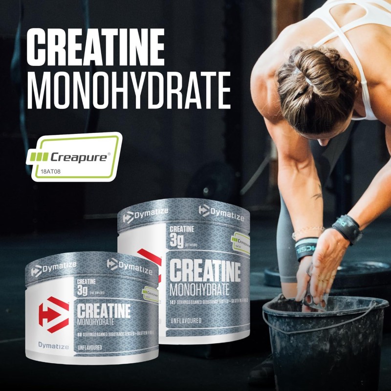 Dymatize Creatine Monohydrate in polvere non aromatizzata 300g - 100% Creapure Creatine - Aminoacidi - Creatina, 88 Portioni - 88 Portioni