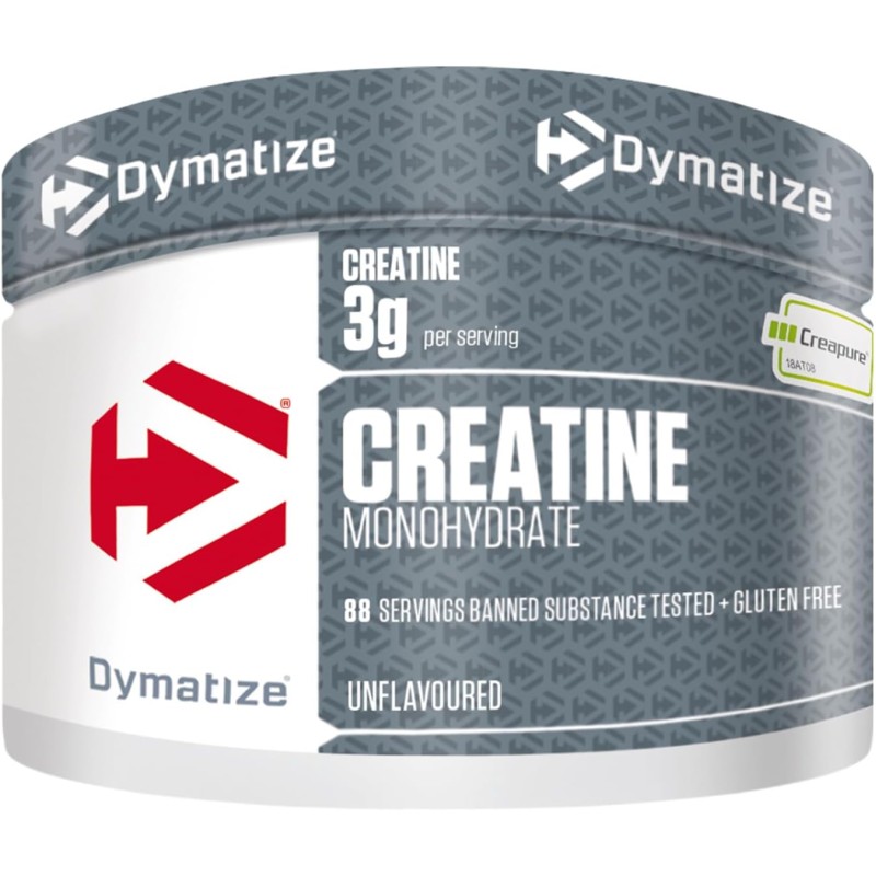 Dymatize Creatine Monohydrate in polvere non aromatizzata 300g - 100% Creapure Creatine - Aminoacidi - Creatina, 88 Portioni - 88 Portioni