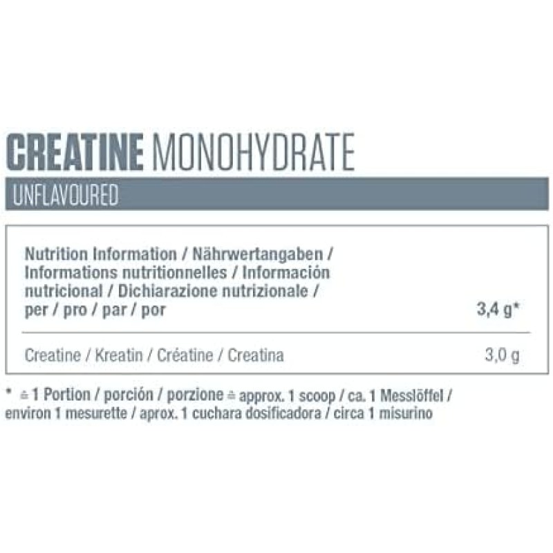 Dymatize Creatine Monohydrate in polvere non aromatizzata 500g - 100% Creapure Creatine - Aminoacidi - Creatina, 147 Portioni - 147 Portioni