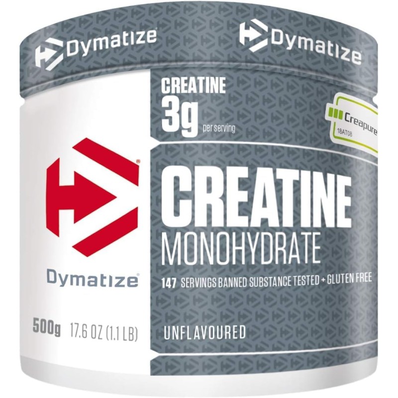 Dymatize Creatine Monohydrate in polvere non aromatizzata 500g - 100% Creapure Creatine - Aminoacidi - Creatina, 147 Portioni - 147 Portioni
