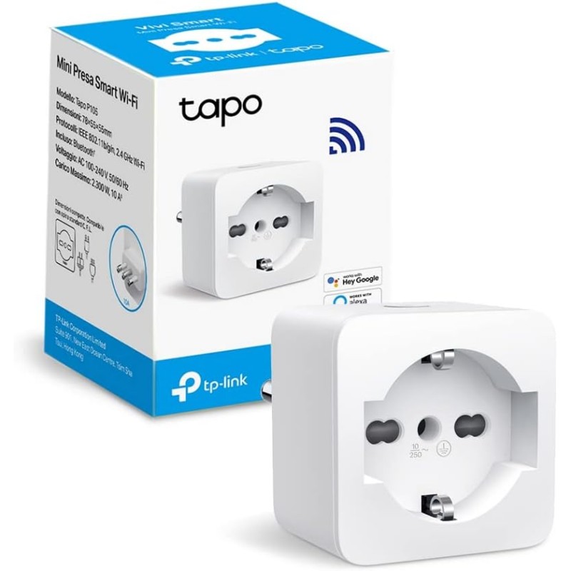 Tapo P105 - Presa Smart Italiana, WiFi Intelligente Smart Plug, Controllo Vocale, Compatibile con Alexa e Google Home, Controllo Remoto Tramite APP Tapo, Tempo di Preselezione