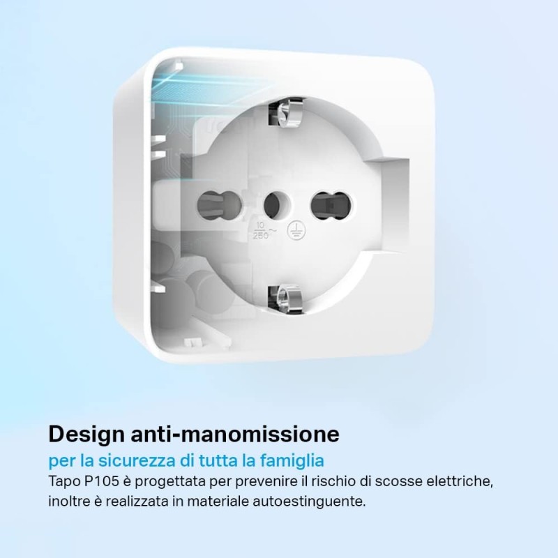 Tapo P105 - Presa Smart Italiana, WiFi Intelligente Smart Plug, Controllo Vocale, Compatibile con Alexa e Google Home, Controllo Remoto Tramite APP Tapo, Tempo di Preselezione
