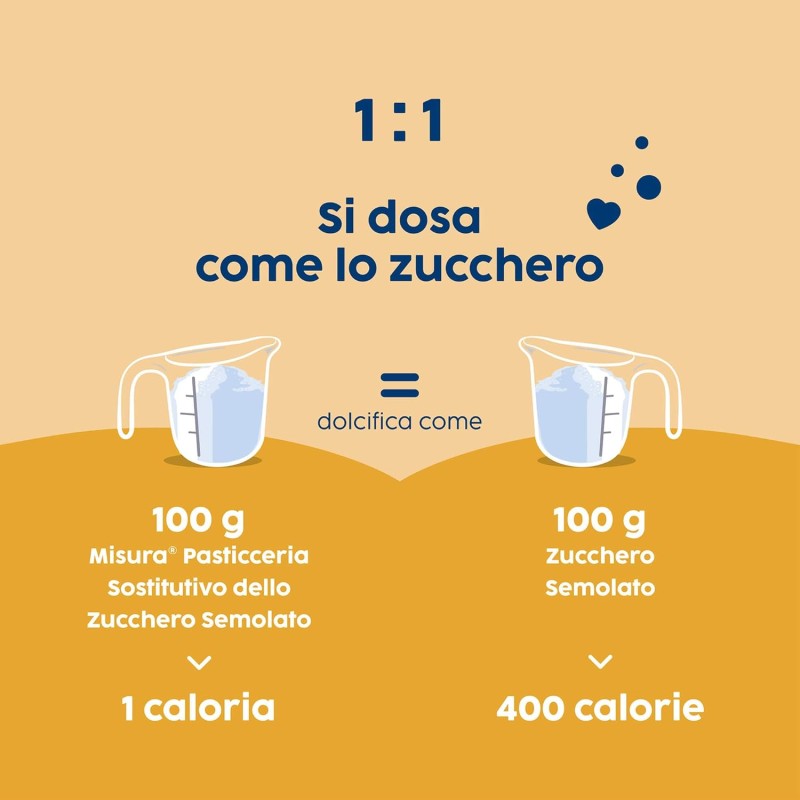 Misura Pasticceria Stevia Dolcificante in Cristalli Finissimi, Sostitutivo Dello Zucchero Semolato, Zero Calorie, Senza Glutine, Origine Naturale, Dolcificante Vegano Ideale per Dolci, 500g - 500 g (Confezione da 1)