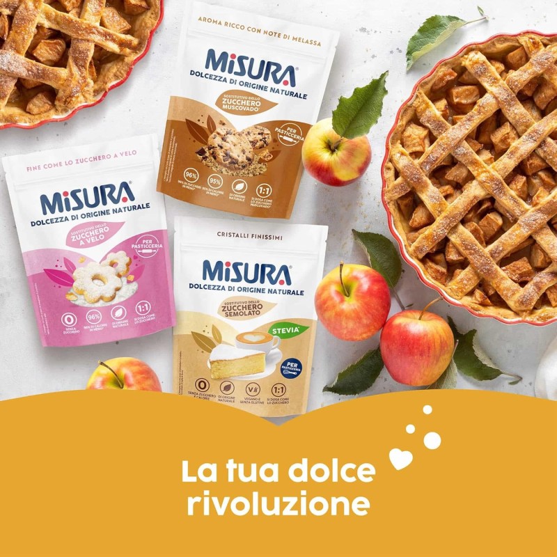Misura Pasticceria Stevia Dolcificante in Cristalli Finissimi, Sostitutivo Dello Zucchero Semolato, Zero Calorie, Senza Glutine, Origine Naturale, Dolcificante Vegano Ideale per Dolci, 500g - 500 g (Confezione da 1)