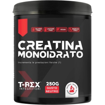 T-Rex Integratori Creatina Monoidrata - Integratore alimentare per massa muscolare e boost energetico pre workout (Polvere, 250 g (Confezione da 1)) - 250 g (Confezione da 1)