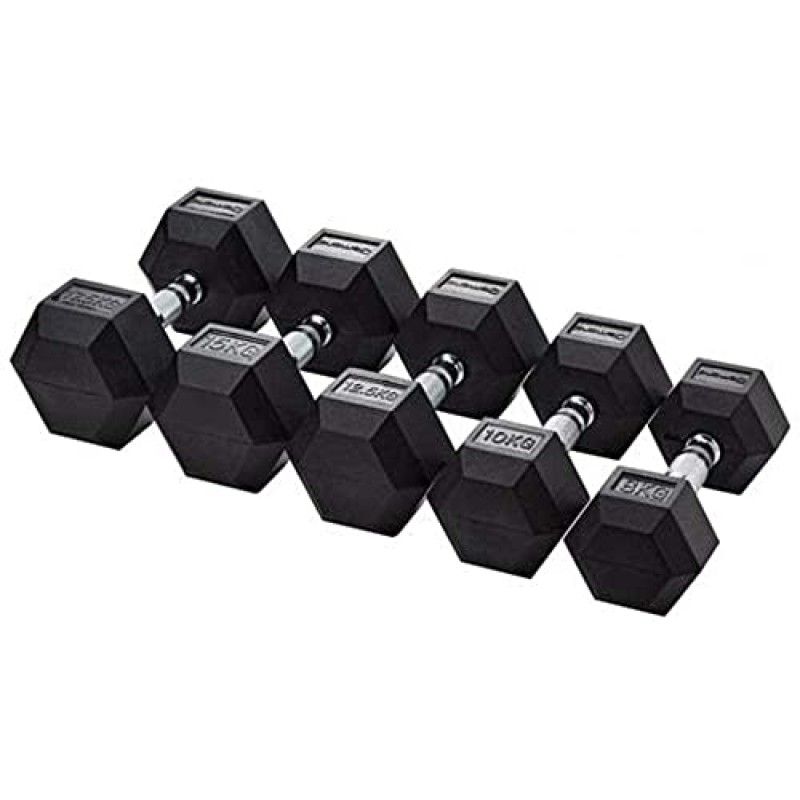 Manubrio Esagonale Gommato Professionale da 1 A 50 kg Pesistica Palestre O Home Gym Impugnatura Ergonomica Antiscivolo - 2 Kg