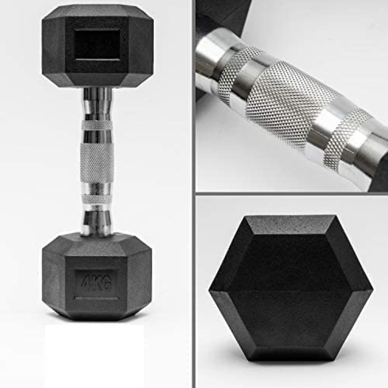 Manubrio Esagonale Gommato Professionale da 1 A 50 kg Pesistica Palestre O Home Gym Impugnatura Ergonomica Antiscivolo - 2 Kg