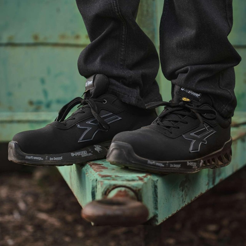 U-POWER DON'T WORRY... BE HAPPY! Scarpe Antinfortunistiche da Lavoro,Scarpa Alta,MOD.Ben S ESD S3s Ci FO SR,Puntale Antiperforazione No Metal Scarpe antinfortunisticheUnisex - Adulto - 46 EU Nero Grigio