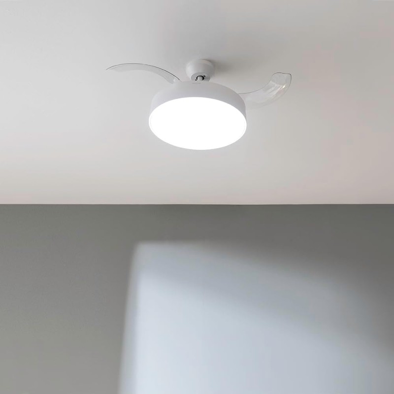 Cecotec Ventilatore da Soffitto con Luce e Pale Retrattilie EnergySilence Aero 4280 invisibile White. 40 W, diametro 106 cm, timer, 3 tonalità di luce, funzione estate-inverno - Bianco