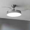 Cecotec Ventilatore da Soffitto con Luce e Pale Retrattilie EnergySilence Aero 4280 Invisible Steel. 40 W, Diametro 42" (106 cm), Timer, 3 Tonalità di Luce, Funzione Estate-Inverno - Acciaio Inox