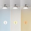 Cecotec Ventilatore da Soffitto con Luce e Pale Retrattilie EnergySilence Aero 4280 Invisible Steel. 40 W, Diametro 42" (106 cm), Timer, 3 Tonalità di Luce, Funzione Estate-Inverno - Acciaio Inox