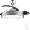 Cecotec Ventilatore da Soffitto con Luce e Pale Retrattilie EnergySilence Aero 4280 Invisible Steel. 40 W, Diametro 42" (106 cm), Timer, 3 Tonalità di Luce, Funzione Estate-Inverno - Acciaio Inox