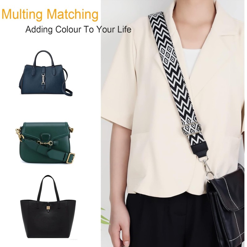 AiQInu Tracolla per borsa,Ampia Tracolla Regolabile da 80 a 140 cm Extra lungo,5cm Larga Ricambio Cinghia Tracolla per Borsa Donna,Borsa a Tracolla,Borsa del Crossbody,Borse Fai da Te - larghezza 5cm Nero