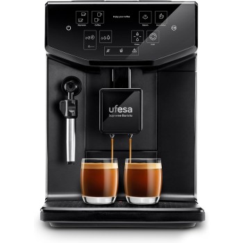 Ufesa Supreme Barista, Macchina da Caffè in Chicchi o Macinato, Superautomatica, Macinacaffe Incorporato, Schermo Tattile Touchscreen, Potenza 1550 W, Deposito Chicchi 300 g Ufesa Supreme Barista, Macchina da Caffè in Chicchi o Macinato, Superautomatica, Macinacaffe Incorporato, Schermo Tattile Touchscreen, Potenza 1550 W, Deposito Chicchi 300 g
