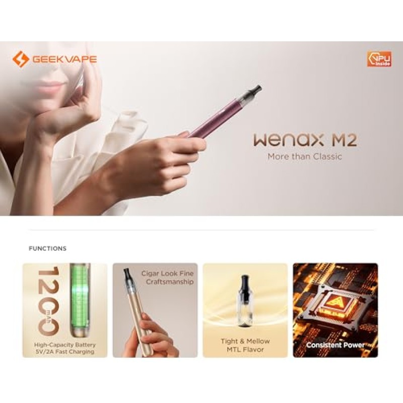 WENAX M2 | GEEKVAPE Wenax M2 Pod Kit Batteria 1200mAh + GeekVape Wenax M 0,8Ω 2ml Cartuccia MTL No nicotine, No e-liquid - Eclipse Blue WENAX M2 | GEEKVAPE Wenax M2 Pod Kit Batteria 1200mAh + GeekVape Wenax M 0,8Ω 2ml Cartuccia MTL No nicotine, No e-liquid - Eclipse Blue