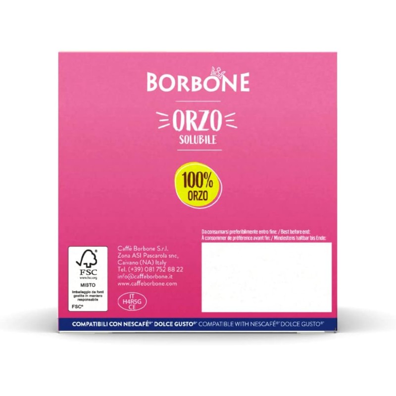 Caffè Borbone Orzo Solubile - 64 capsule (4 confezioni da 16) - Compatibili con le Macchine Nescafè* Dolce Gusto* - Orzo