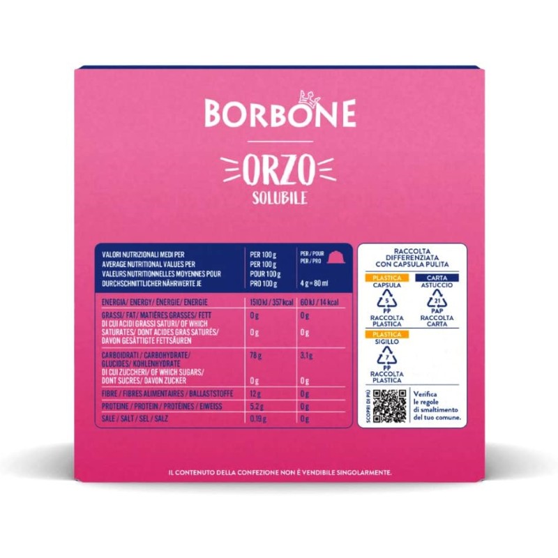 Caffè Borbone Orzo Solubile - 64 capsule (4 confezioni da 16) - Compatibili con le Macchine Nescafè* Dolce Gusto* - Orzo
