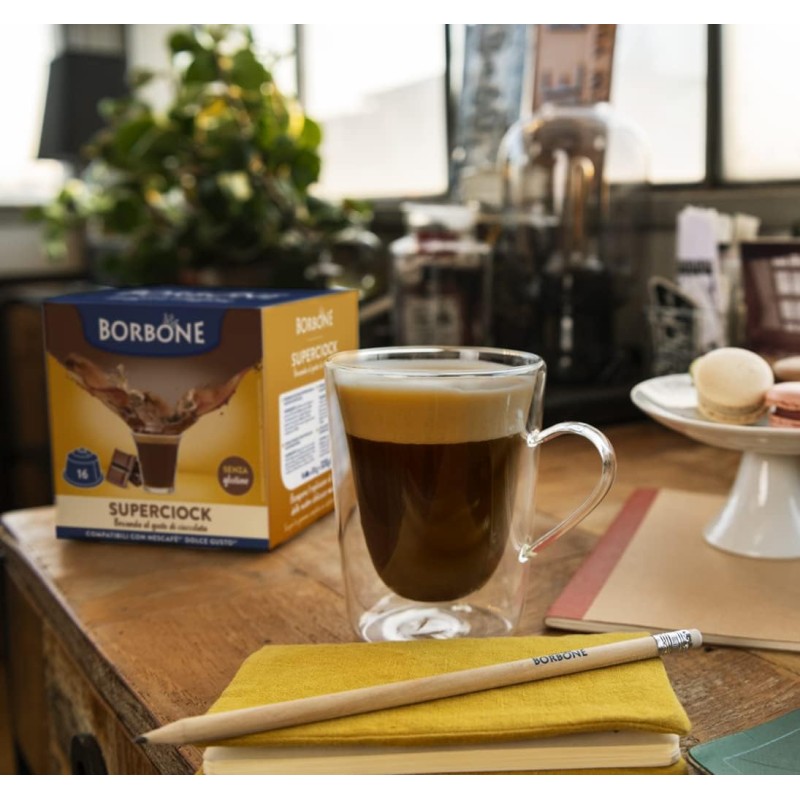 Caffè Borbone SuperCiock - Bevanda al gusto di cioccolata - 64 capsule (4 confezioni da 16) - Compatibili con le Macchine Nescafè* Dolce Gusto* - SuperCiock