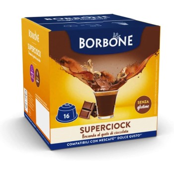 Caffè Borbone SuperCiock - Bevanda al gusto di cioccolata - 64 capsule (4 confezioni da 16) - Compatibili con le Macchine Nescafè* Dolce Gusto* - SuperCiock