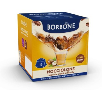 Caffè Borbone Nocciolone - Cappuccino al gusto di Nocciola - 64 capsule (4 confezioni da 16) - Compatibili con le Macchine Nescafè* Dolce Gusto* - Nocciolone