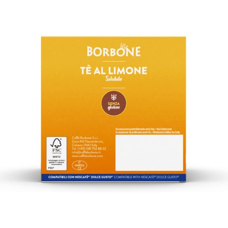 Caffè Borbone Tè al Limone - 64 Capsule (4 confezioni da 16) - Compatibili con le Macchine Nescafè* Dolce Gusto* - Tè al Limone