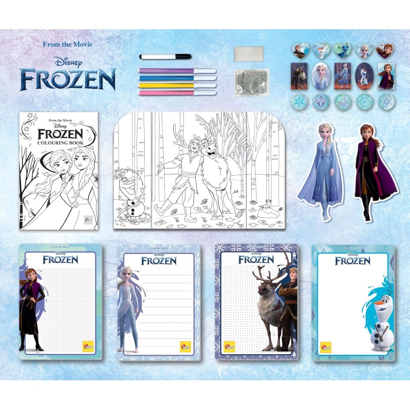 Liscianigiochi Frozen Coloring e Drawing School, Zainetto, Lavagnette, Manuale, Pennarelli, Multicolore, 92925