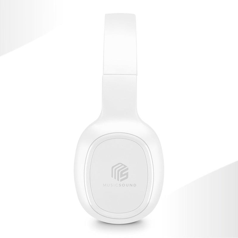 Music Sound | HEADBAND Bluetooth Basic | Cuffie on Ear Bluetooth con Archetto Estendibile - PlayTime 8h - Colore Bianco, One Size - Bianco
