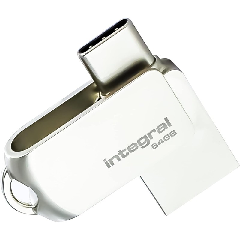 Integral Chiavetta USB 3.0 tipo C da 64 GB, 360 Dual e tipo A con custodia in metallo massiccio, velocità di trasferimento veloci e semplicemente Plug & Play - 64 Gb 360-C tipo C 3.0 1 confezione