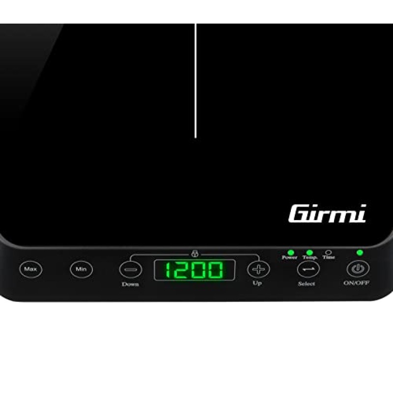Girmi PI04 Piastra a Induzione Singola, 2000 Watt, 10 Potenze, Nero
